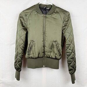 Divided by H&M  - Women's Olive Green Bomber Jacket w/Quilted Sleeves - Size 4